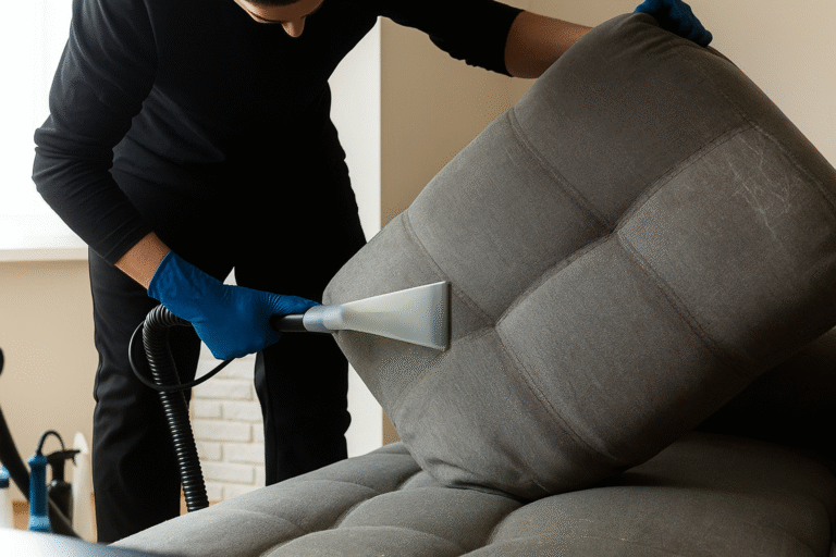 Tecnico Bizlimp Fazendo Limpeza A Seco Em Sofa Em Belem